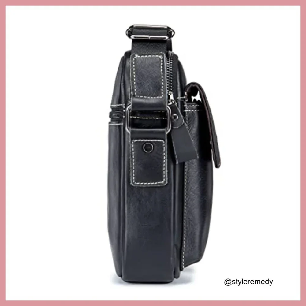 Genuine Leather Messenger Bag Crossbody Shoulder Bag for Business Travel